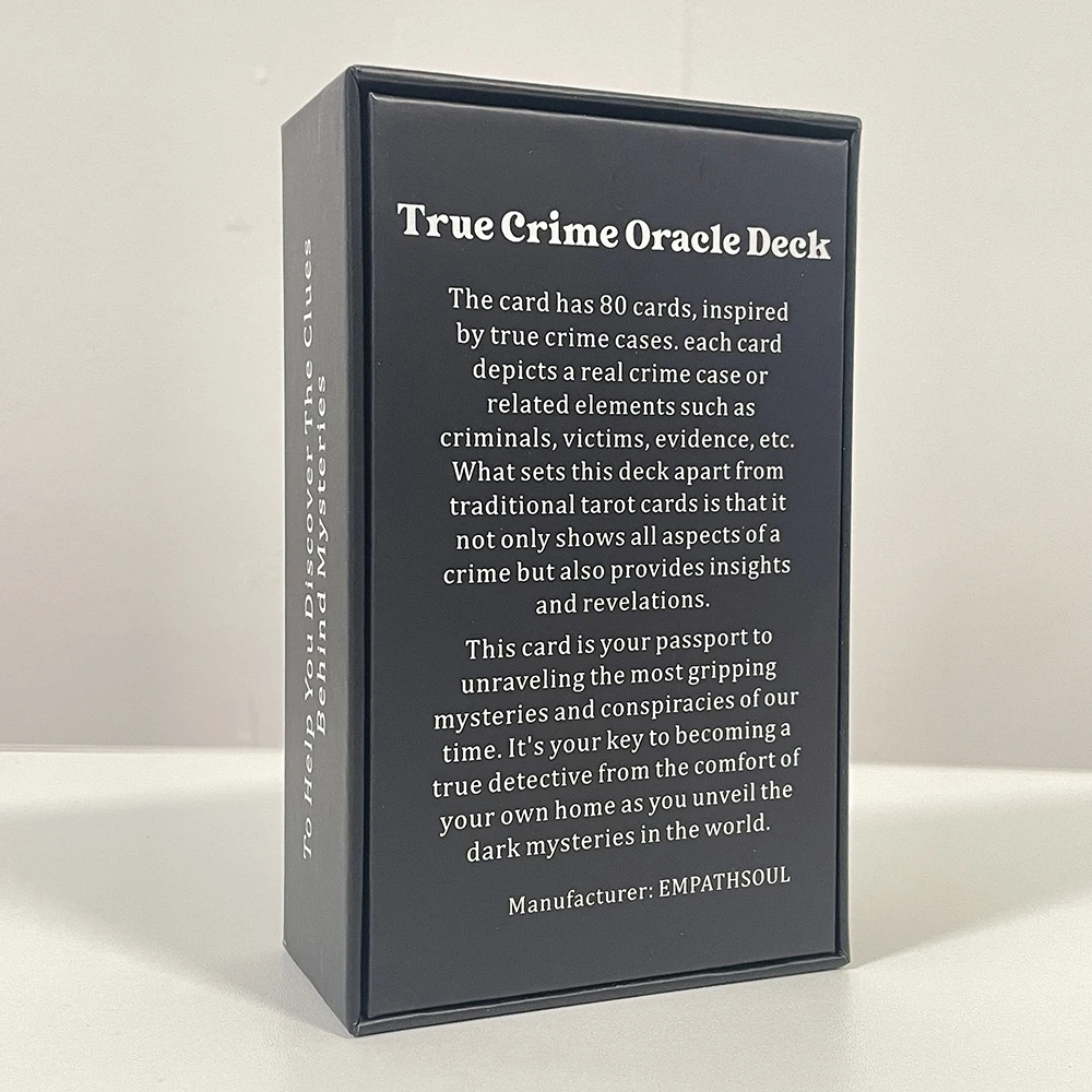 True Crime Oracle Deck, cartas de Tarot para principiantes, 12x7cm, 80 cartas, adivinación Taro en caja