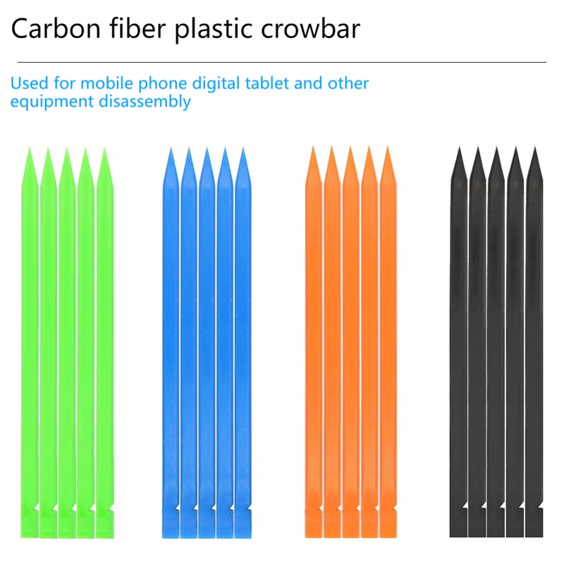 10pcs Green/Orange/Blue/ Black Dual Head Hardened Carbon Fiber Plastic Pry Bar Sharp Flat Tips for Phone Repair Disassembly Tool