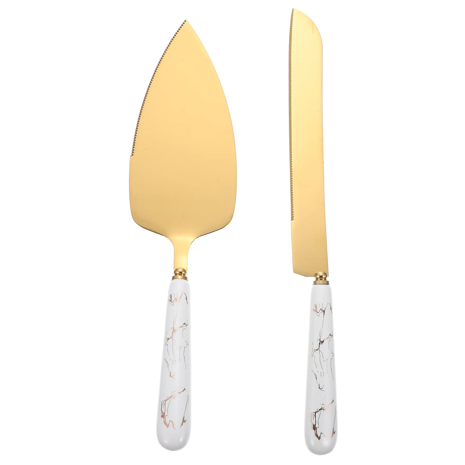 

1 set Ceramic Handle Knife Shovel Set Baking Tools Cake Server Spatula Easy Clean Stainless Steel Rustproof Fine