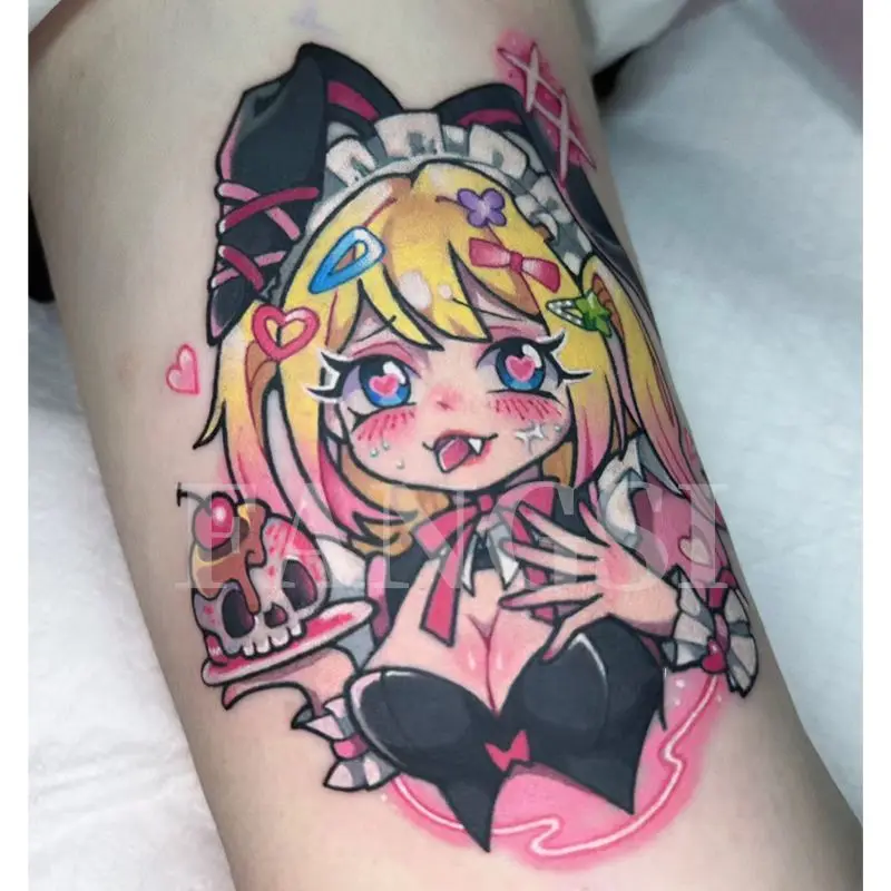 

Аниме мультфильм милый желтошерстный кролик девушка временные татуировки переводная татуировка боди-арт водостойкая прочная поддельная татуировка наклейка