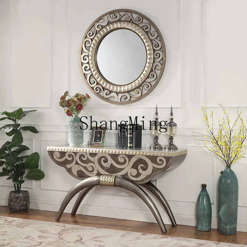 FG Light LuxuryCorridor End View Terrace Villa Silver Foil مدخل طاولة الممر #2