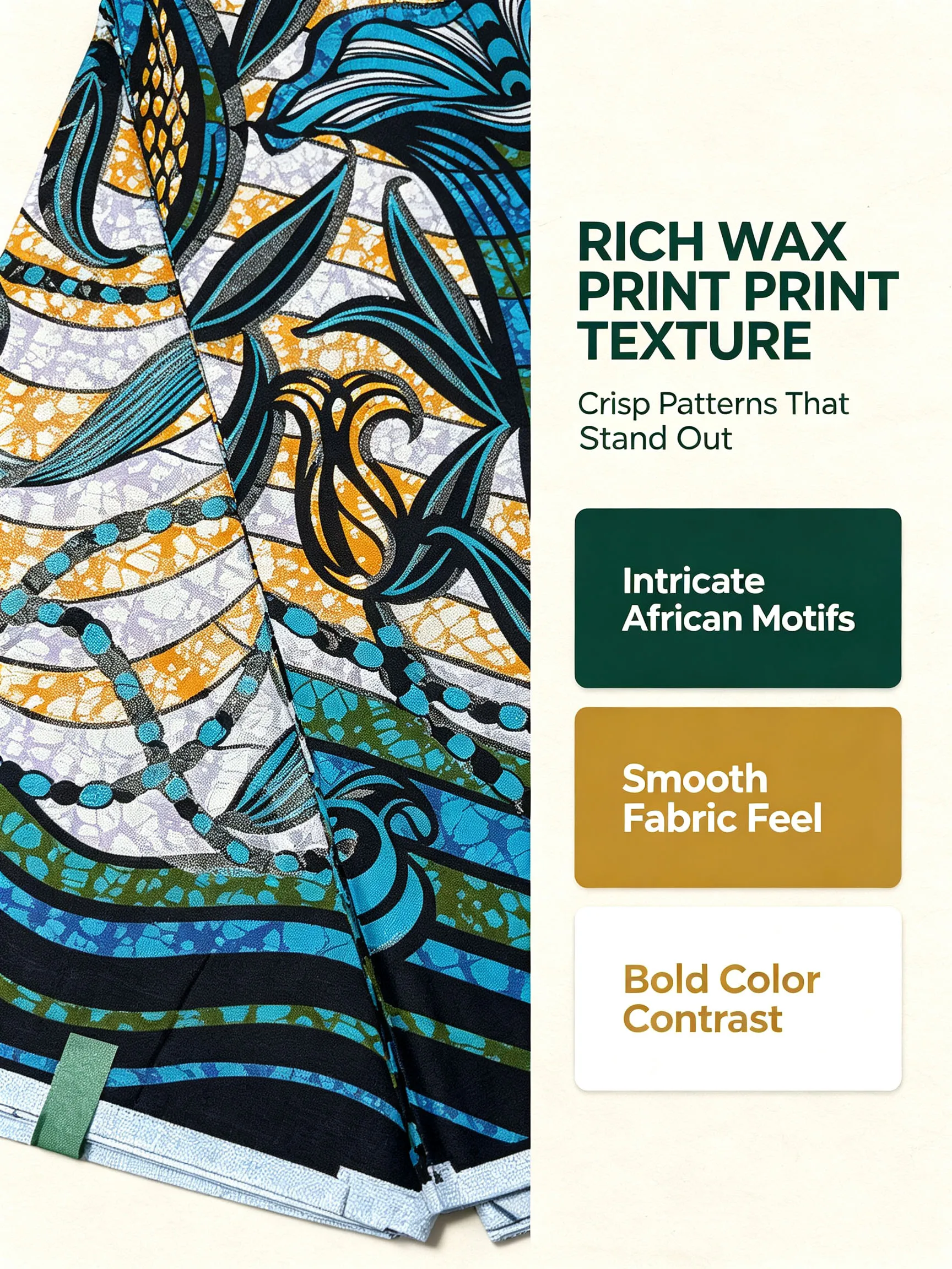 African Real Wax Print Fabric 6Yards Ankara Blue Corn Floral Pattern Batik Cloth Nigeria Ghana Pagne For Women Dress Sewing view 3