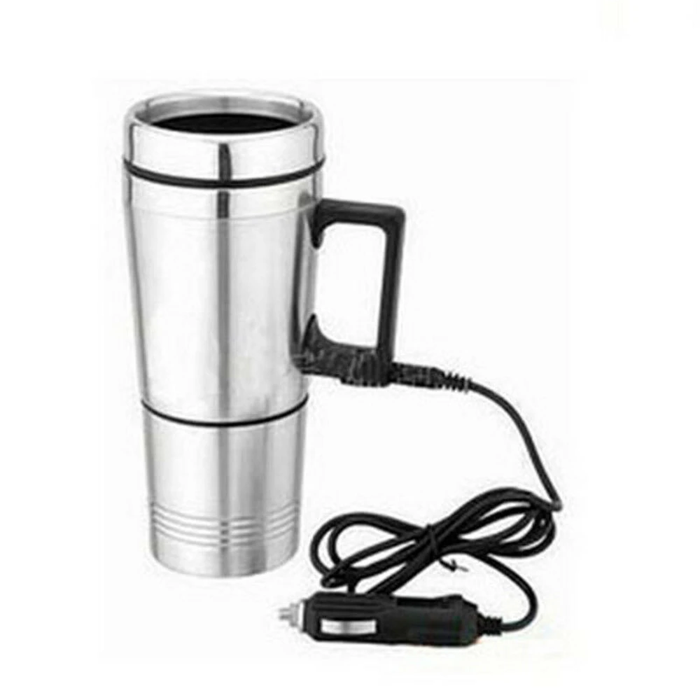 

12V Stainless Steel Car Heating Cup Milk Water Tea Coffee Bottle Warmer Heated Travel Mug Traveling Camping Vehicle Heating Cup