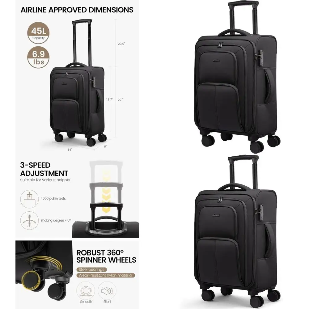 

22, легкий чемодан-спиннер, замок TSA, одобренный авиакомпанией для мужчин и женщин, идеально подходит для путешествий и бизнеса