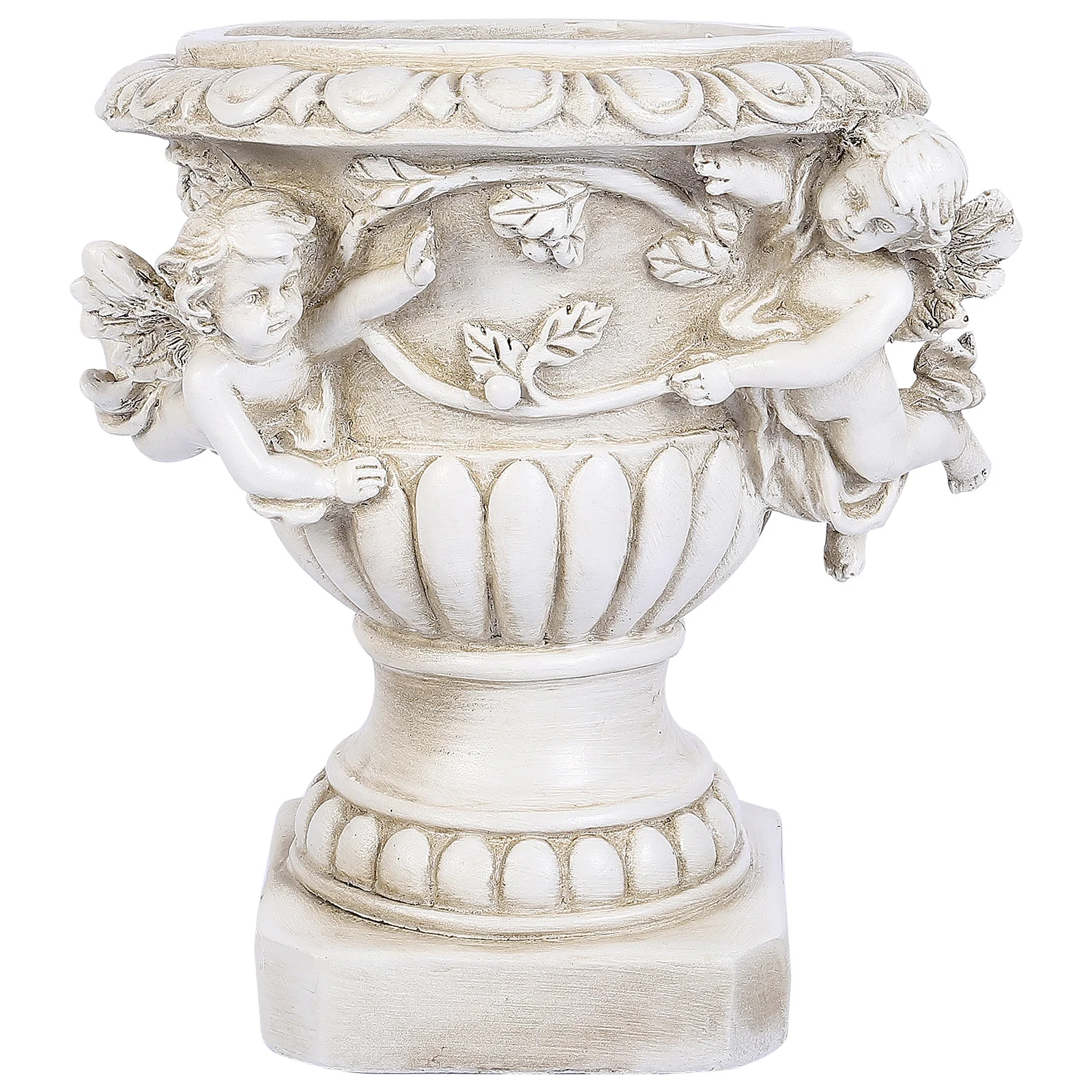 

1Pcs Angel Flower Pot Outdoor European Style Resin Crafts Garden Decorative Flowerpot for Planting Green Plants Beige