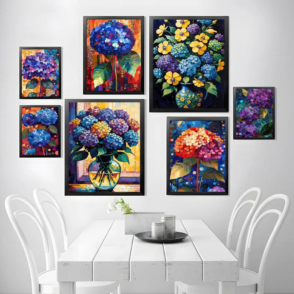 Lush Delicate Hydrangea Poster aesthetics printed materials wall art retro home dormitory wall decoration