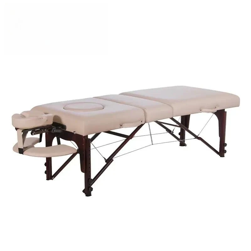 Portable 3 Foldable Hydromassage Bed Wooden Leg Eyelash Extension Table Beauty Salon Treatment Furniture
