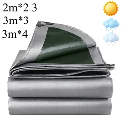 Tarp 2m*2 2*3 3*3 3×4m Waterproof Green Silver Rain Cover Uv Block Tarpaulin Awning Canopy Cover awningSummer Backyard Garden