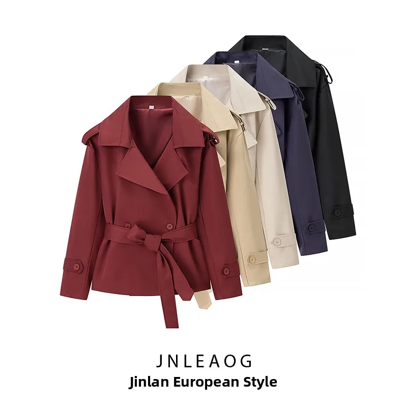 

JNLEAOG Faionable Pure Color с поясом ort Jaet Женская осенняя новинка Sle Универсальный дизайн Европейский Sle Полиэфирное волокно