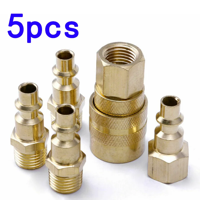 

5 шт. 1/4 NPT быстроразъемное соединение для воздушного шланга, фитинг для компрессора, разъемы для инструментов, аксессуары, латунь, золото, гнездо