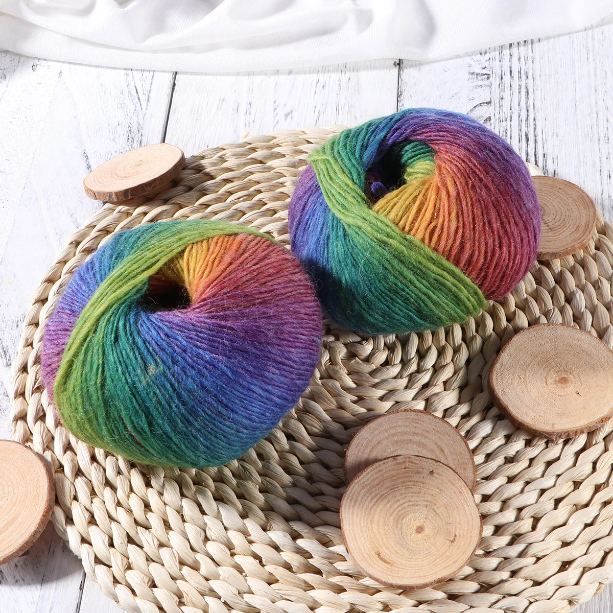 

COHEALI 2pcs Colorful Knitting Wool Yarn Multicolored Yarn for Craft and Projects