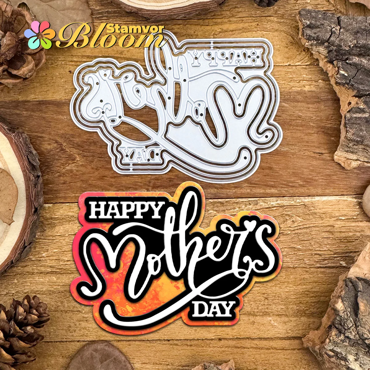 Original schöne Schichten Muttertag Titel HAPPY MUTTERTAG Metall-Stanzformen Scrapbooking dekorative Prägung