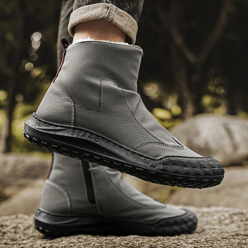 

Warm Men's Cotton Shoes Winter New Plush Thicken High Top Work Boots Outdoor Non Slip Fahsion Vintage Comfortable Casual Shoes