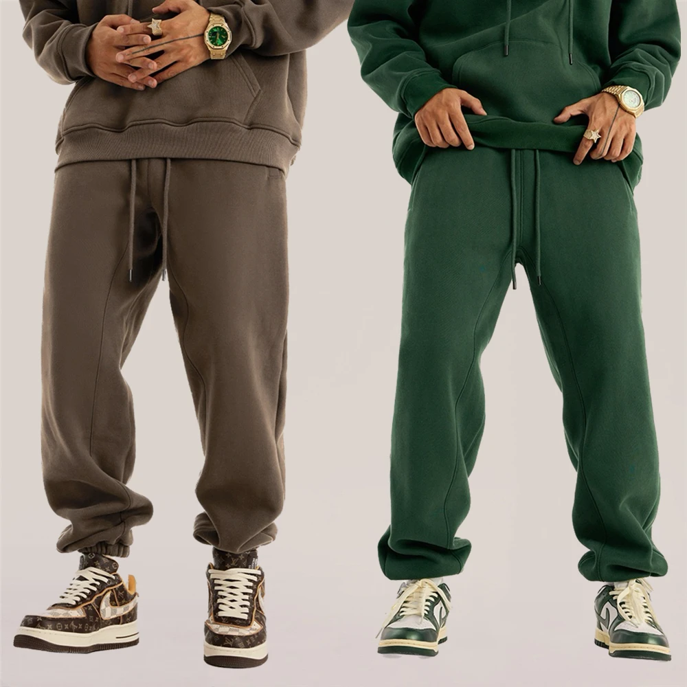 Winter Relaxed Fit Fleece Warm Sweatpants Hip Hop Elastic Waist Jogger Pants Two-Pocket Styling