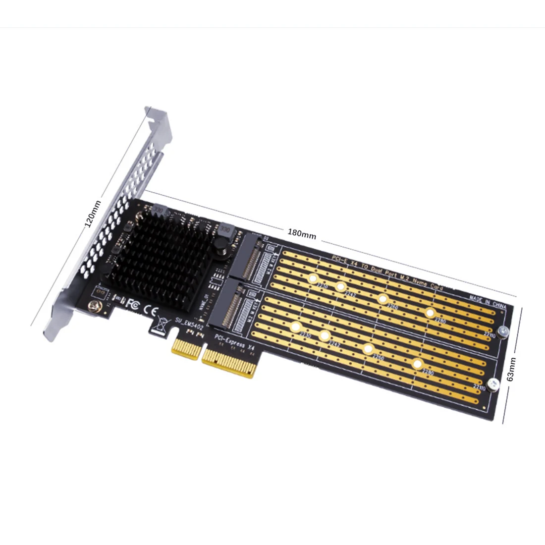 

20Gbps/40Gbps PCI-E X4 to Dual Port M.2 M-Key Expansion Card for NVME 2230 2242 2260 2280 22110 SSD Adapter Card M2 Raid Card