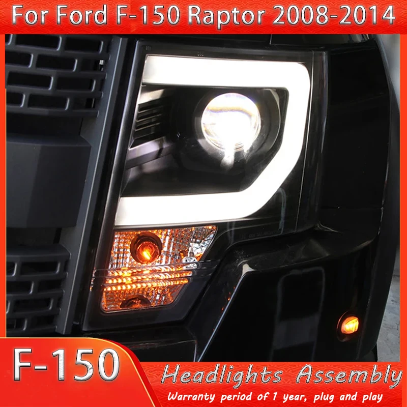 

Для Ford F150 2008-2014 светодиодный ламповый проектор с последовательным указателем поворота в сборе-светодиодные ленты черный корпус прозрачные линзы