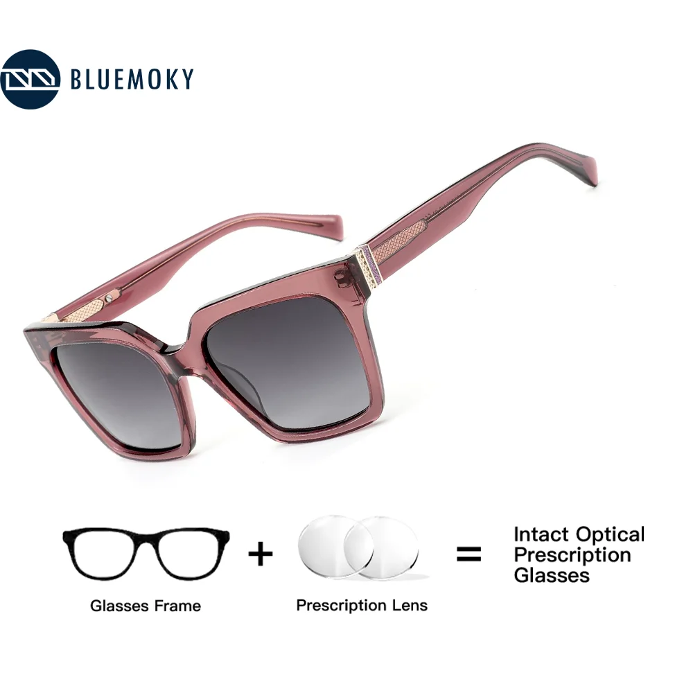 

BLUEMOKY Modish Uv400 Polarized Prescription Sunglasses Women Rectangle Corrective Sun Glasses