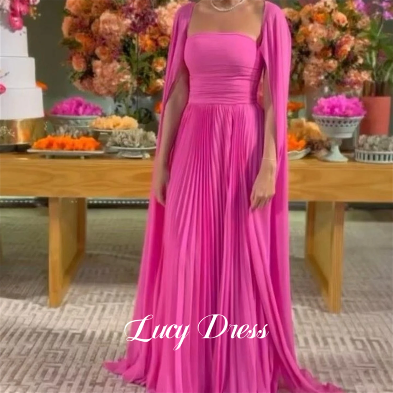 Lucy-vestido De graduación De gasa, vestido De fiesta, batas De cóctel, vestidos De noche elegantes para mujer, vestidos De fiesta personalizados