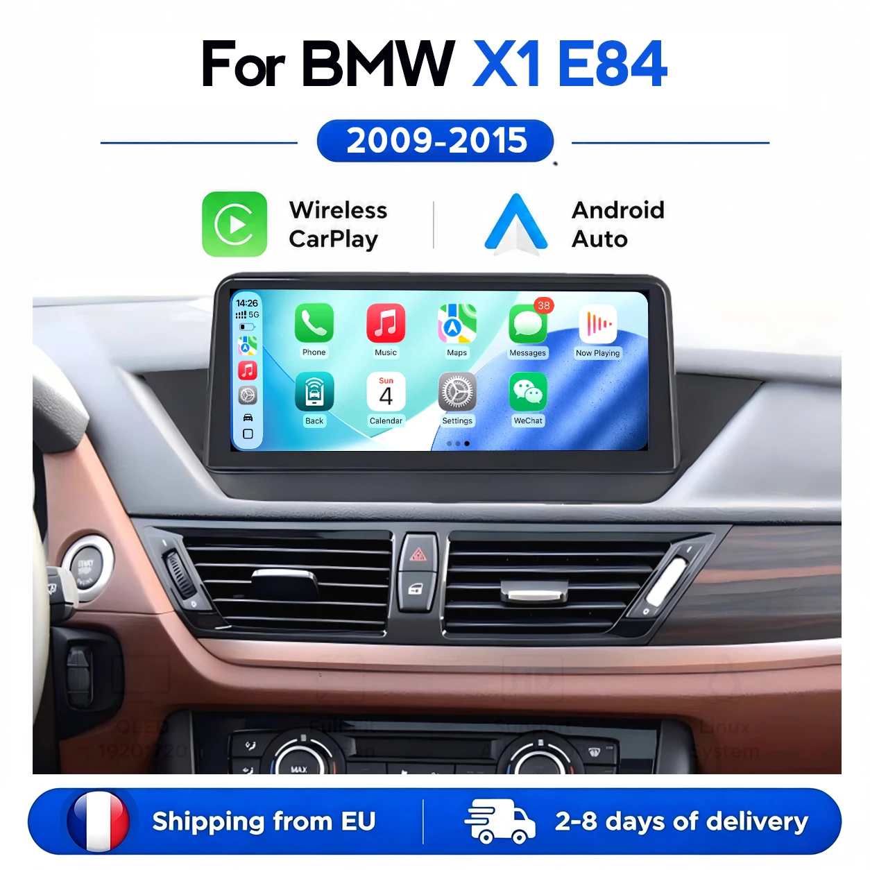 MEKEDE, autoradio multimediale con Carplay wireless e Android Auto, disponibile in magazzino nell'UE, per BMW X1 E84 2009-2015, con display, WIFI, navigazione GPS, Airplay, Mirror Link, schermo QLED