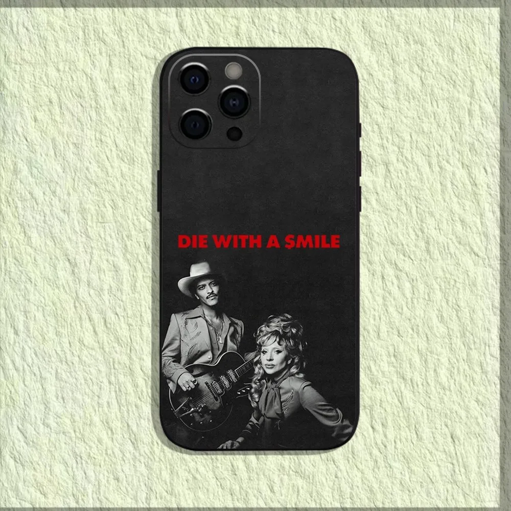 L-Lady Gaga Die with a smile B-Bruno Mars Phone Case For iPhone 16,15,14,13,12,11,Pro,X,XS,Max,XR,Plus,Mini Soft Black Cover