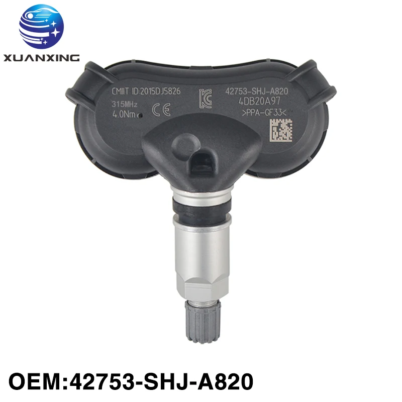 

42753-SHJ-A820 TPMS Tire Pressure Sensor 315Mhz Aluminum for Honda 2008-2010 Odyssey 2008 Element