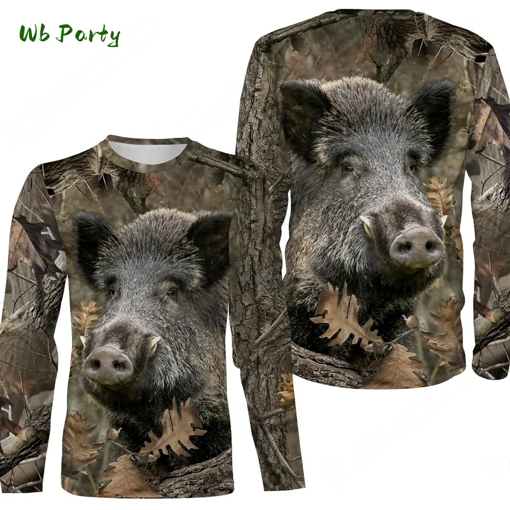 

Vintage Hunting Animal 3D Print Long Sleeve T-Shirt Men's Camouflage Forest Hunting Long Sleeve T-Shirt Fashion Tshirt Camo Tops
