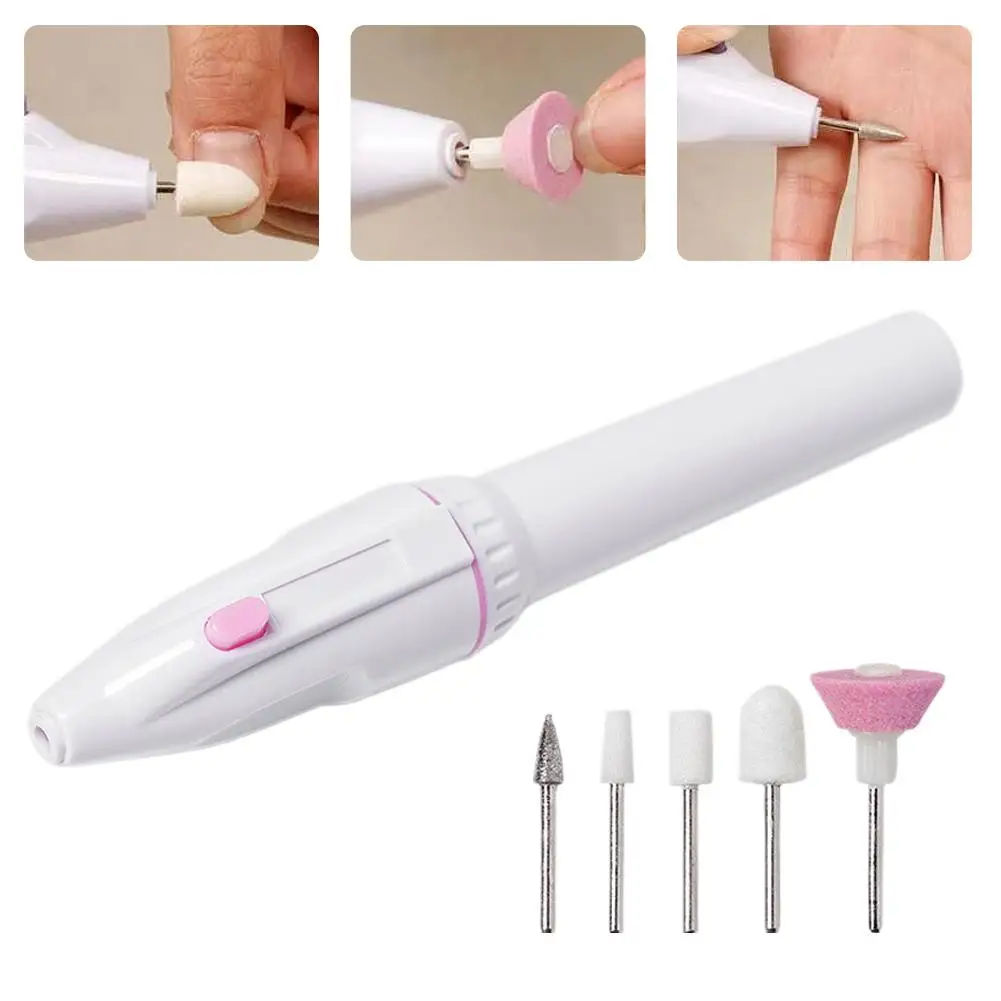 5 في 1 مجموعة مثقاب أظافر كهربائية صغيرة مانيكير وباديكير طحن تلميع مسمار الفن الرملي ملف أدوات القلم آلة #6