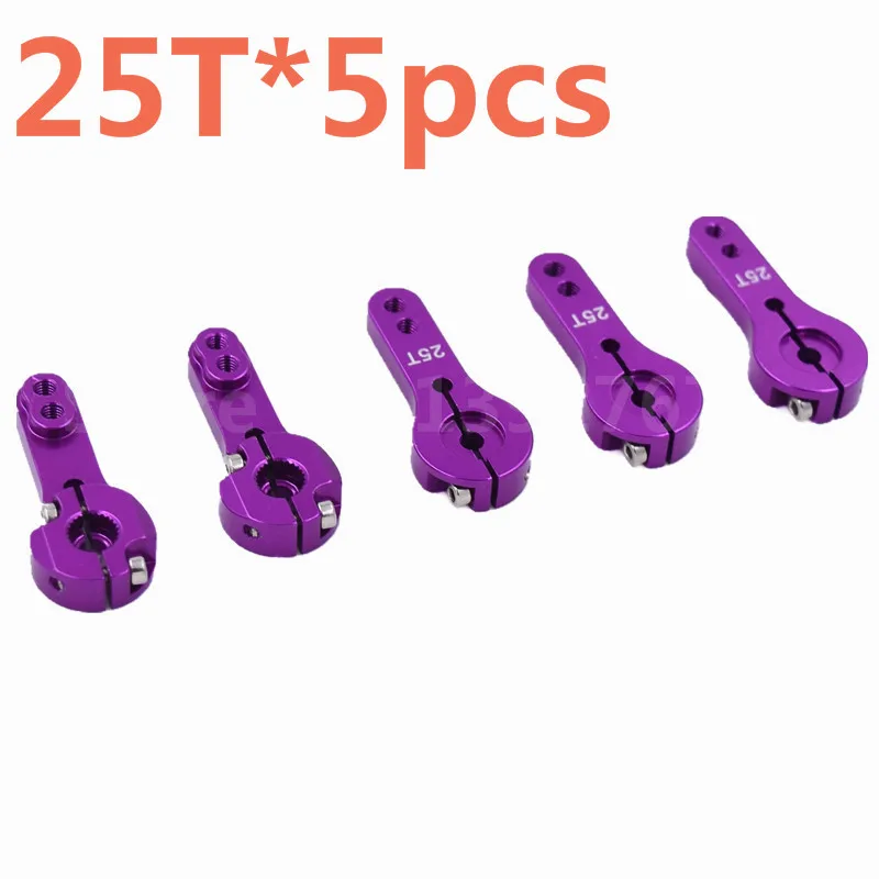 5 Pieces CNC Aluminum Alloy Servo Arm Horn 25T Tooth Alloy For 1/8 1/10 Scale Models RC Car Robort Torque Metal Pro EMAX