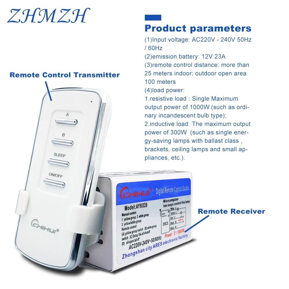 AC 220V Smart Digital Wireless Remote Control Switch 4 Ways 5 Sections ON/OFF Wall Receiver Transmitter 2 ways 3 Ways for Lamps