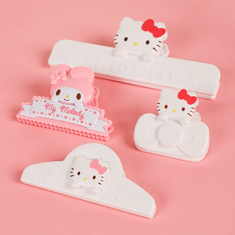 Sanrio Hello Kitty Melody Storage Food Seal Clips Sealer Clamp Magnetic Fridge Sticker Ticket Holder Hand Acount Folder Gifts