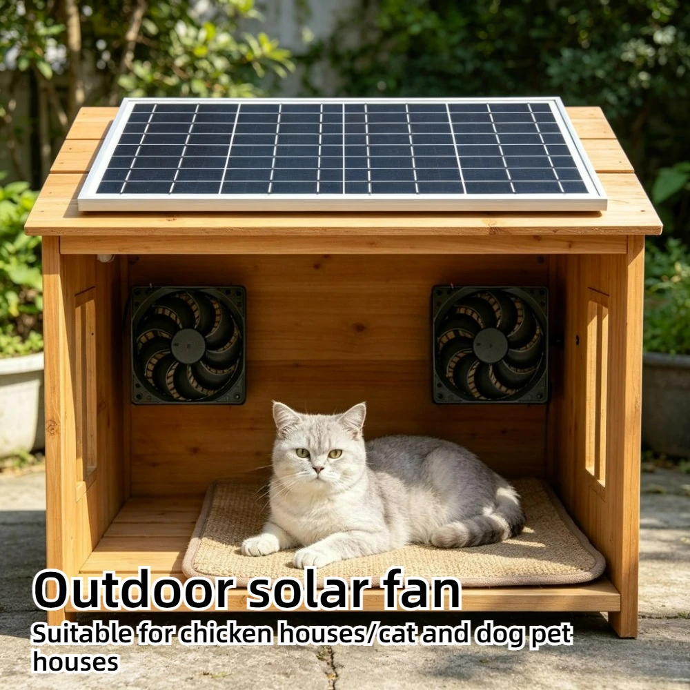 

10W 15WOutdoor Solar Powered Exhaust Fan Weather Resistant Ventilation Cooling Fan for Chicken Coop Pet House Greenhouse Shed RV