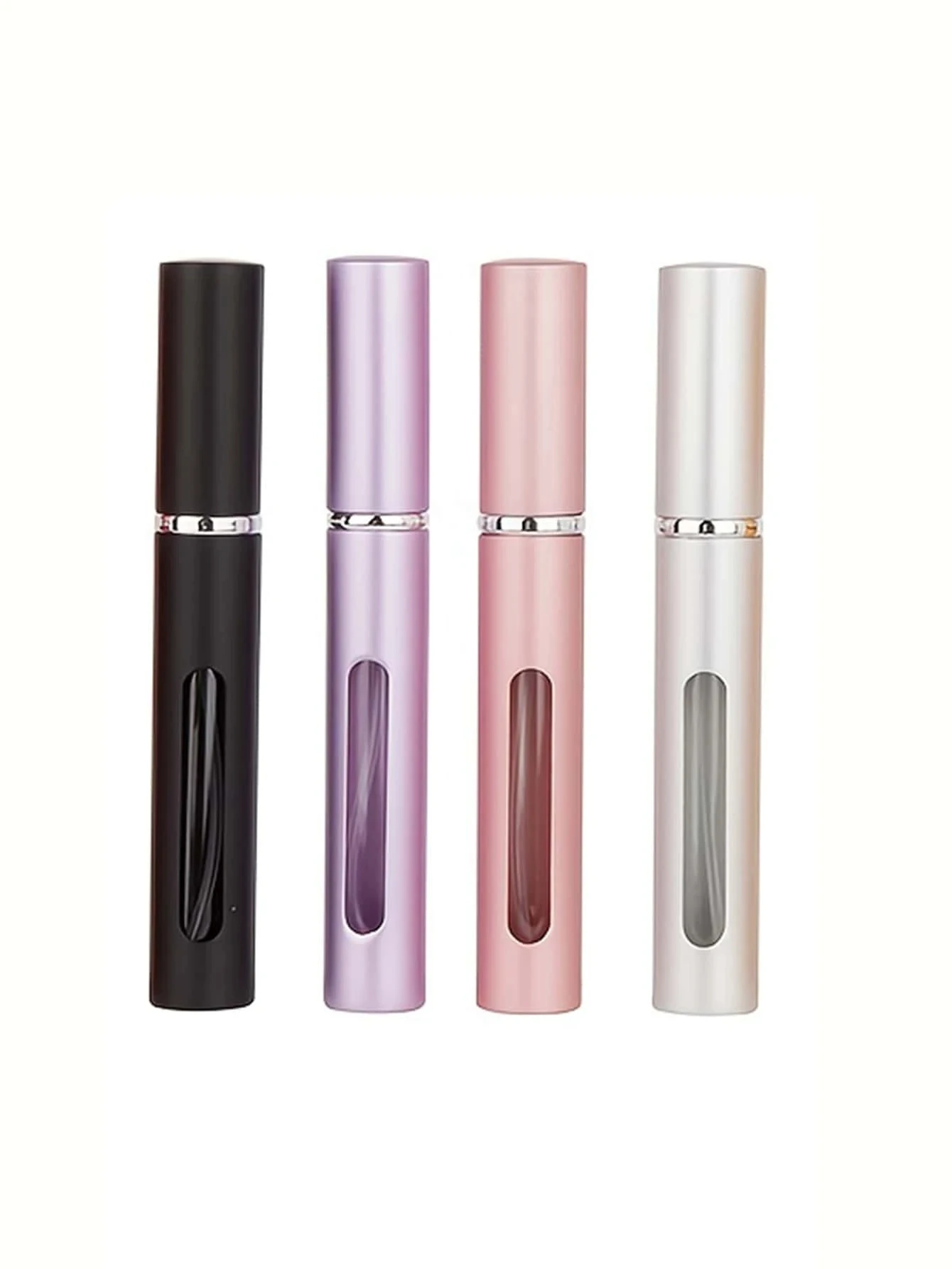 4pcs 4 Accessories Refillable Glass Perfume Bottles with 4 Spray Bottles, 2 Funnels, 2 Dispensers, Aluminum