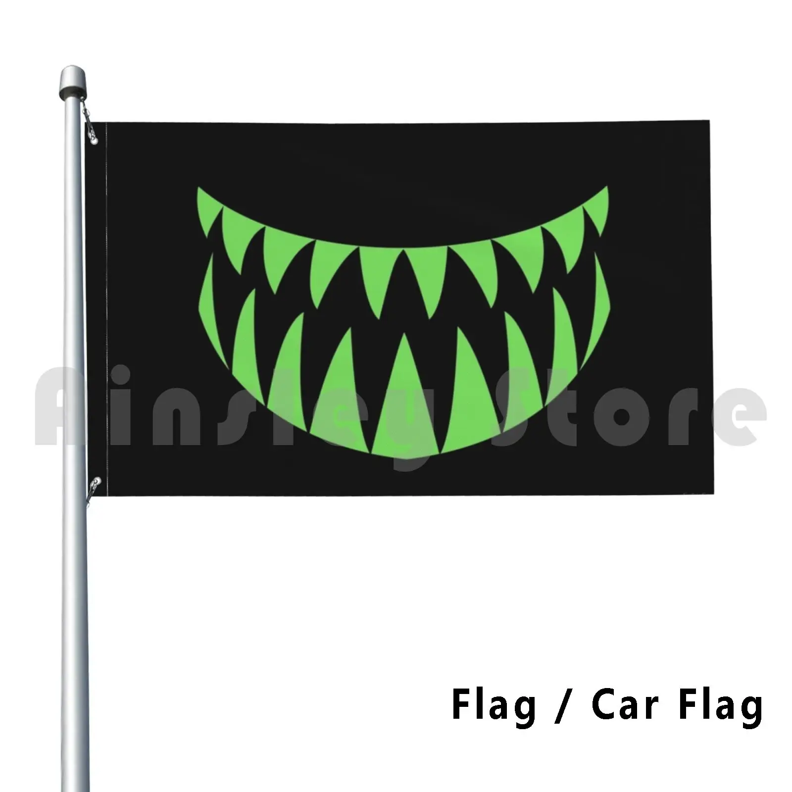 A Sharky ( Green ) Outdoor Decor Flag Car Flag Shark Scary Teeth