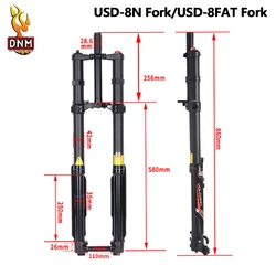 DNM Fork USD-8N USD-8 FAT MTB Front Fork For Snowy Bike Double Shoulder Bike Beach Bike Oil Spring Disc Brake Fork USD-8C 1PCS