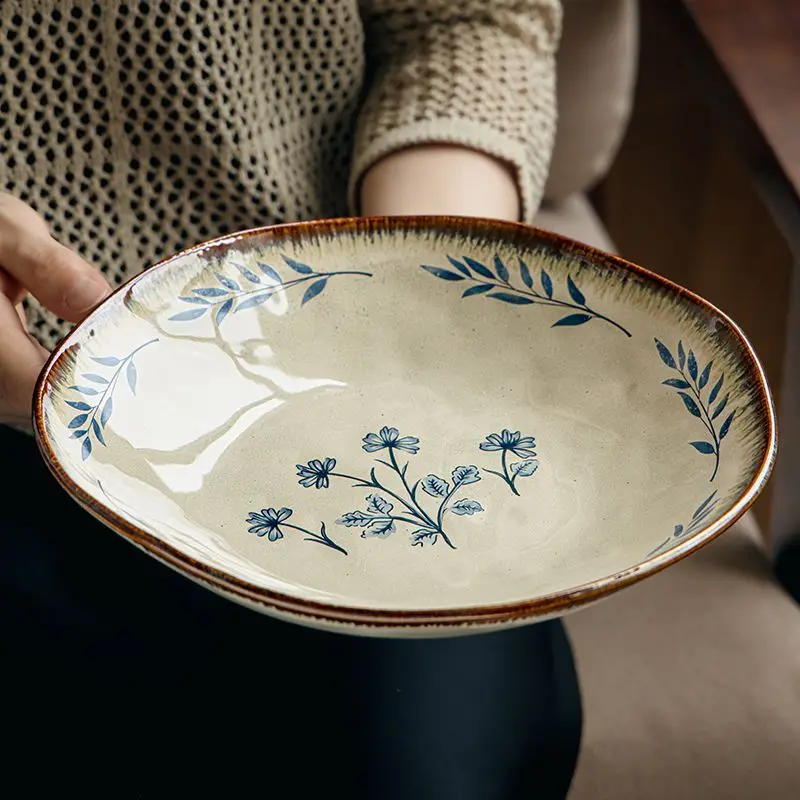 Good Looking 9 Inch Ruffle Plate Premium Feel Salad Plate Vegetable Plate Shaped Ceramic Deep Dish