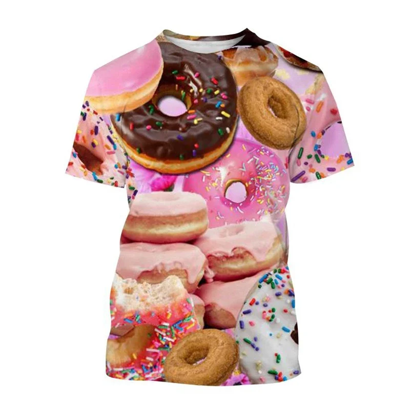 

Cute Donuts 3D Print T-shirt Chocolate Donut Food Graphic T Shirt For Men Harajuku Casual Short Sleeves Round Neck Tees Tops