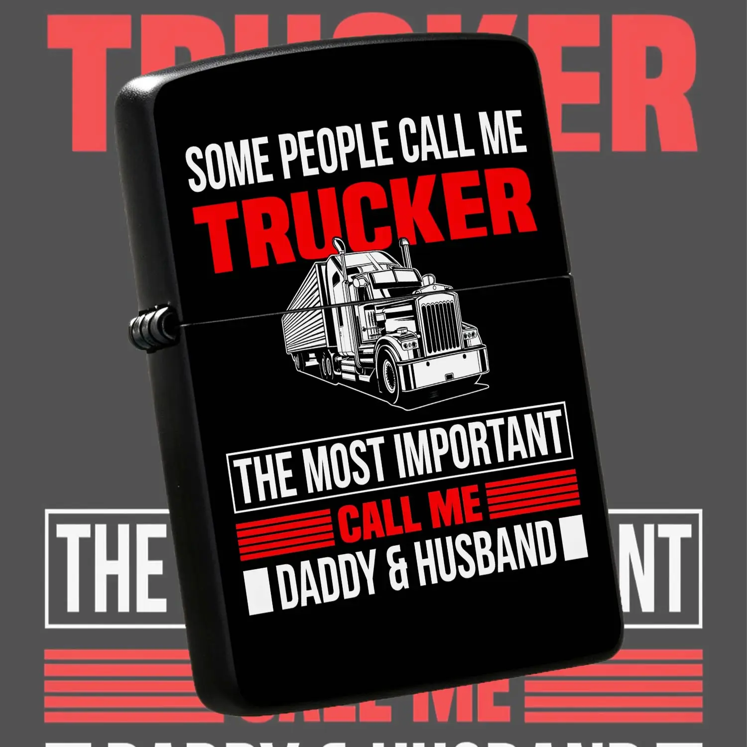 Creative Trucker Themed Pocket Lighter, Exquisite Daily Accessory For Daily Carrying, Ideal Thoughtful Gift For Father'S Day Birthday Anniversary, Unique Present For Trucker Husband And Daddy On Any Special Occasion A Humorous And Interesti