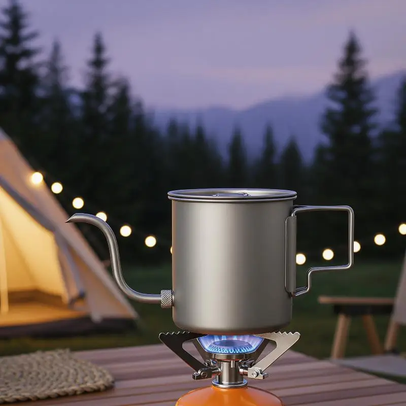 Gooseneck Pour Over Coffee Kettle Ultra Light Foldable Handle Controlled Flow Spout for Camping Hiking Trips