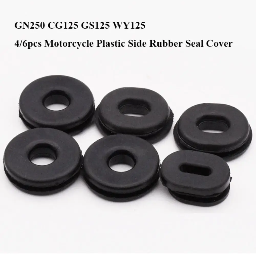 4/6pcs New Black Motorcycle Side Cover Rubber Seal Crown Motorbike Grommet Pads For GN250 CG125 GS125 WY125