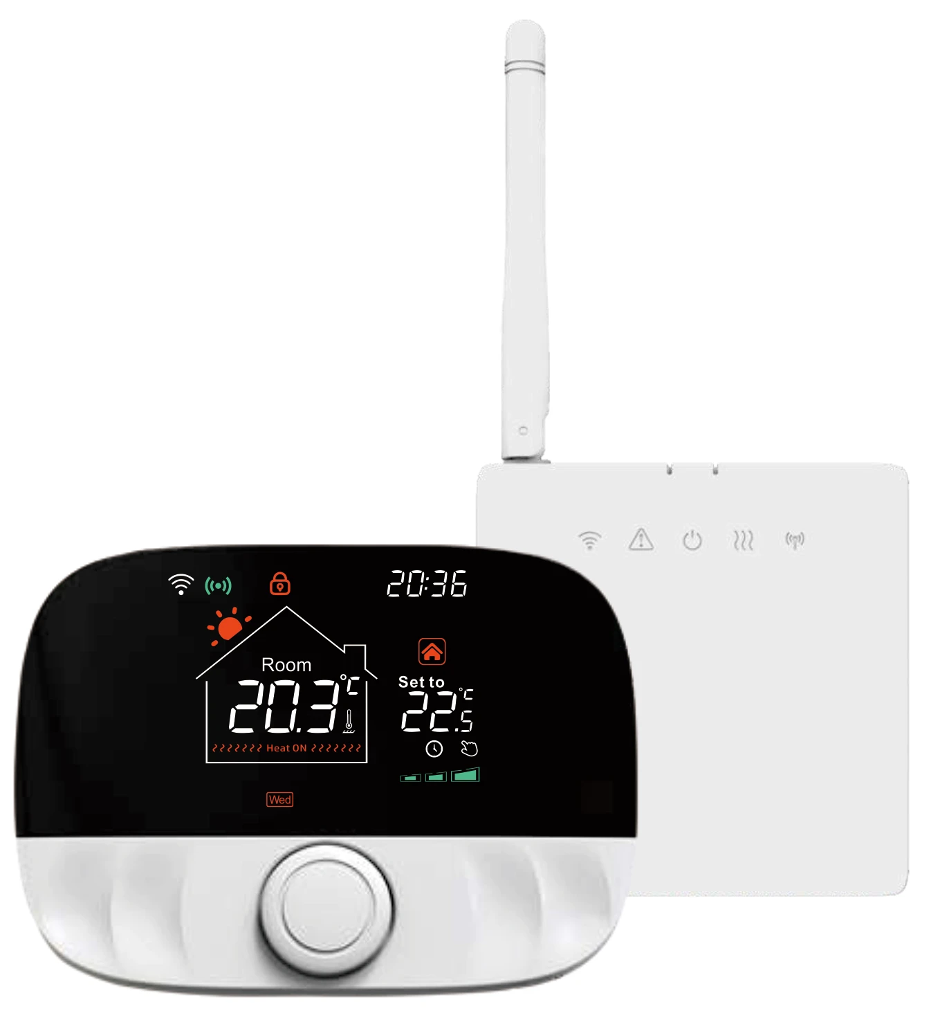 

Floor Heating VA Screen 3A Batteries Support Smart WiFi Water Heating Boiler Thermostat with Dry Contact Signals