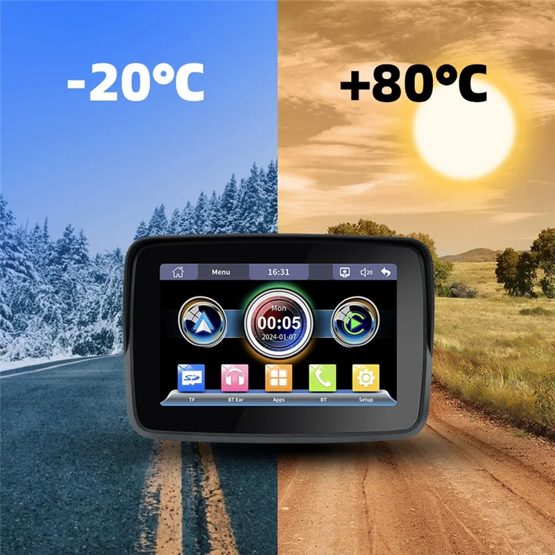 

5 Inch Portable Navigation GPS Screen Motorcycle Wireless Carplay Android Auto 1Set