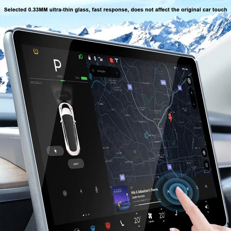 15 Navigation Touchscreen Glass Screen Protector For Model 3  Clarity No Delay Easy Install Anti Fingerprint Film