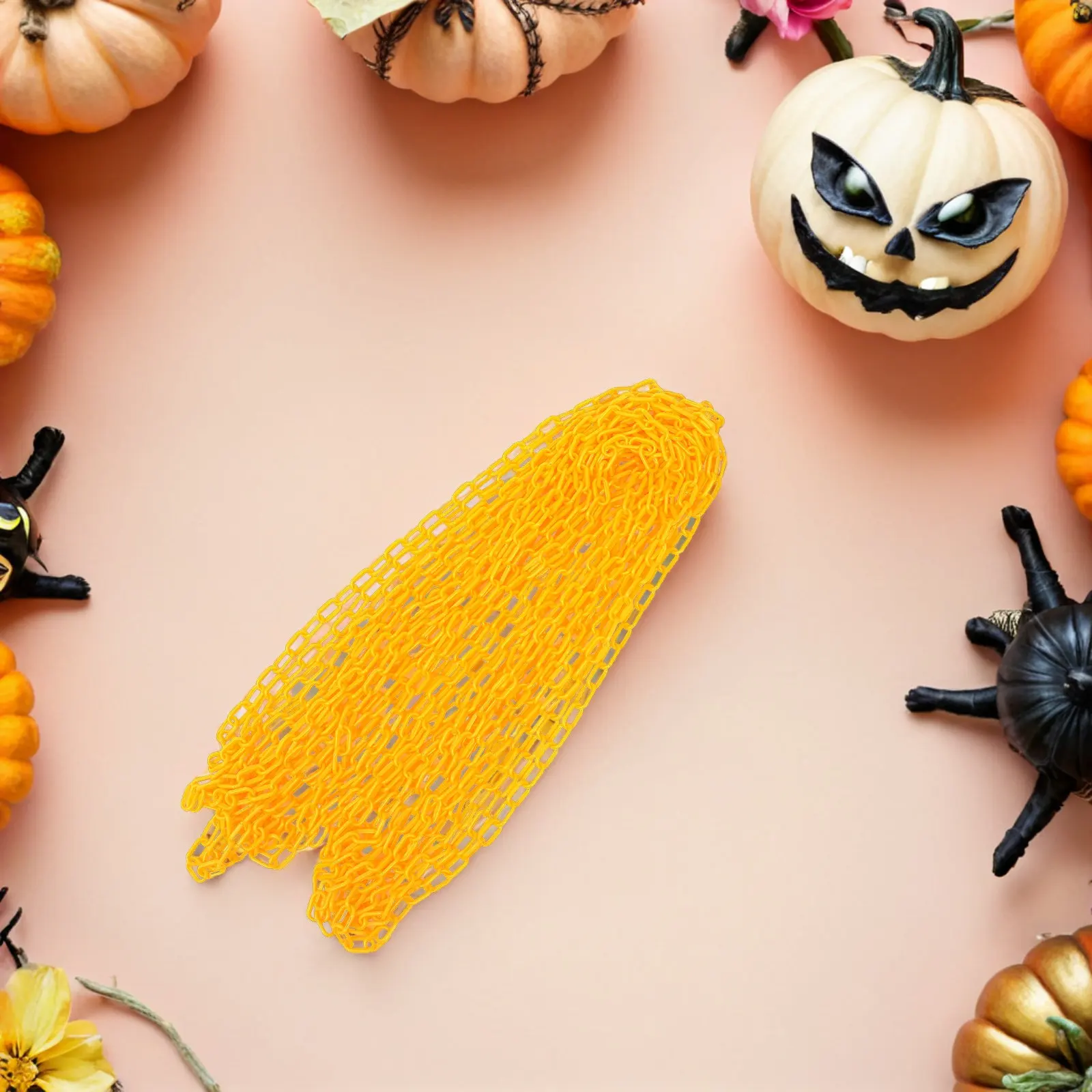 5M Yellow Plastic Safety Chain for Crowd Control Barrier Decorative Use Event Partition Dividers Caution Security Plastic Chain