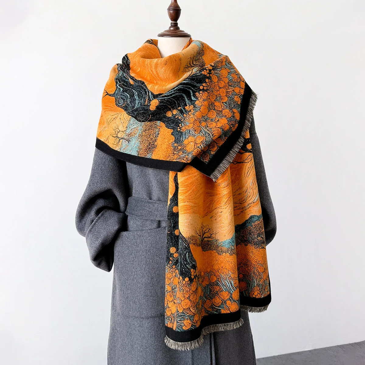 Fashion Autumn Winter Warm Cashmere Scarf Pattern Long Tassels Women Thicken Wrap Shawl Muffler Pashmina Bufanda Blanket Echarpe