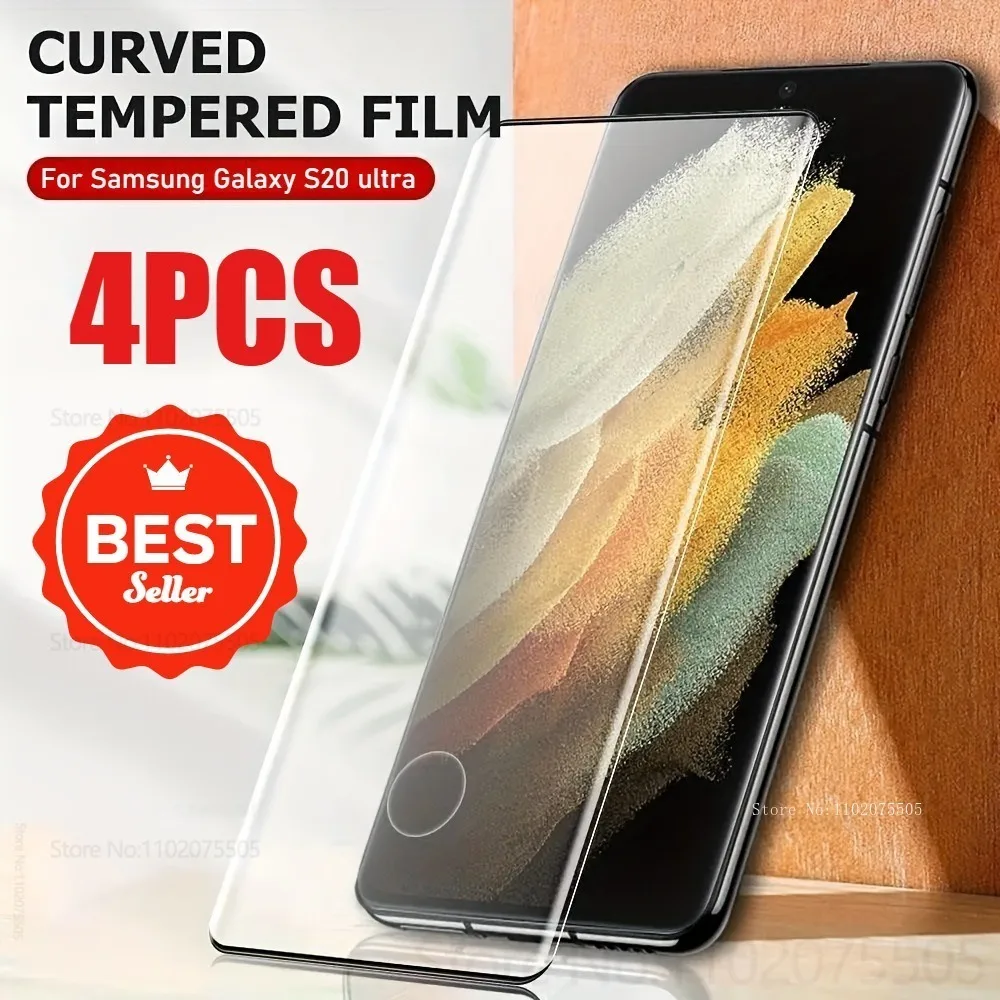 

4 шт. HD изогнутая закаленная защитная пленка для экрана для Samsung Galaxy S20 Ultra Galaxy S20 Plus S20FE световая поверхность, стальное стекло