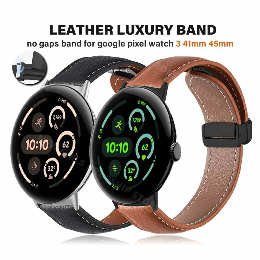 Magnetic Leather Strap For Google Pixel Watch 3 41mm 45mm Belt Correa For Pixel 2 1 41mm WatchBand Replaced Bracelet Accessories