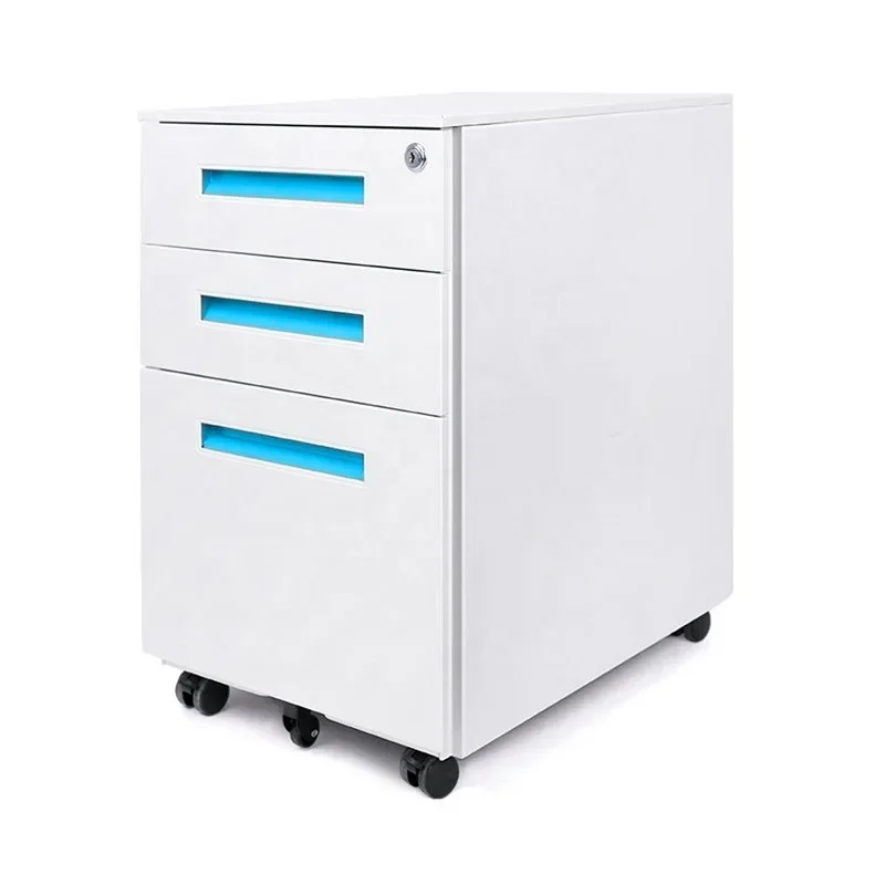 Factory Direct 3 Drawer Multi-Functional Office Furniture Movable Storage Metal Mobile Pedestal Cabinet With Wheels