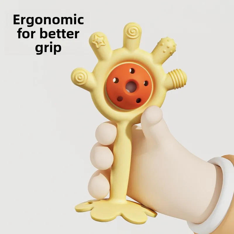 

Детская силиконовая зубная паста-погремушка для ладони, успокаивающая игрушка для моляров с мягким клеем, тренировочная погремушка для захвата, игрушка-погремушка против еды