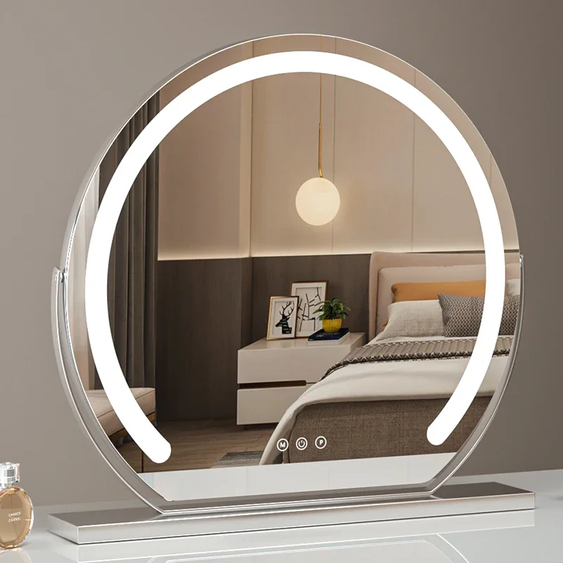 Dresser makeup mirror desktop led lamp desktop rotating semicircle smart belt fill light beauty mirror ins wind Internet