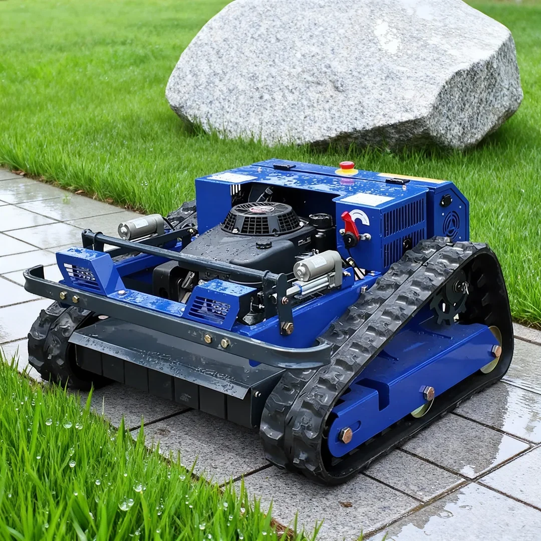 Customized Remote Control Lawn Mower 4-Stroke Cordless Self Propelled Rotary Tracked All Terrain Garden Weed Mowing Machine